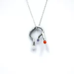 Pendant - Red Coral, Amethyst and White Perle on Silver