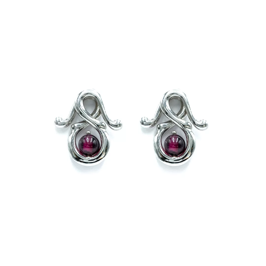 Earrings - Infinity Garnet - White Gold