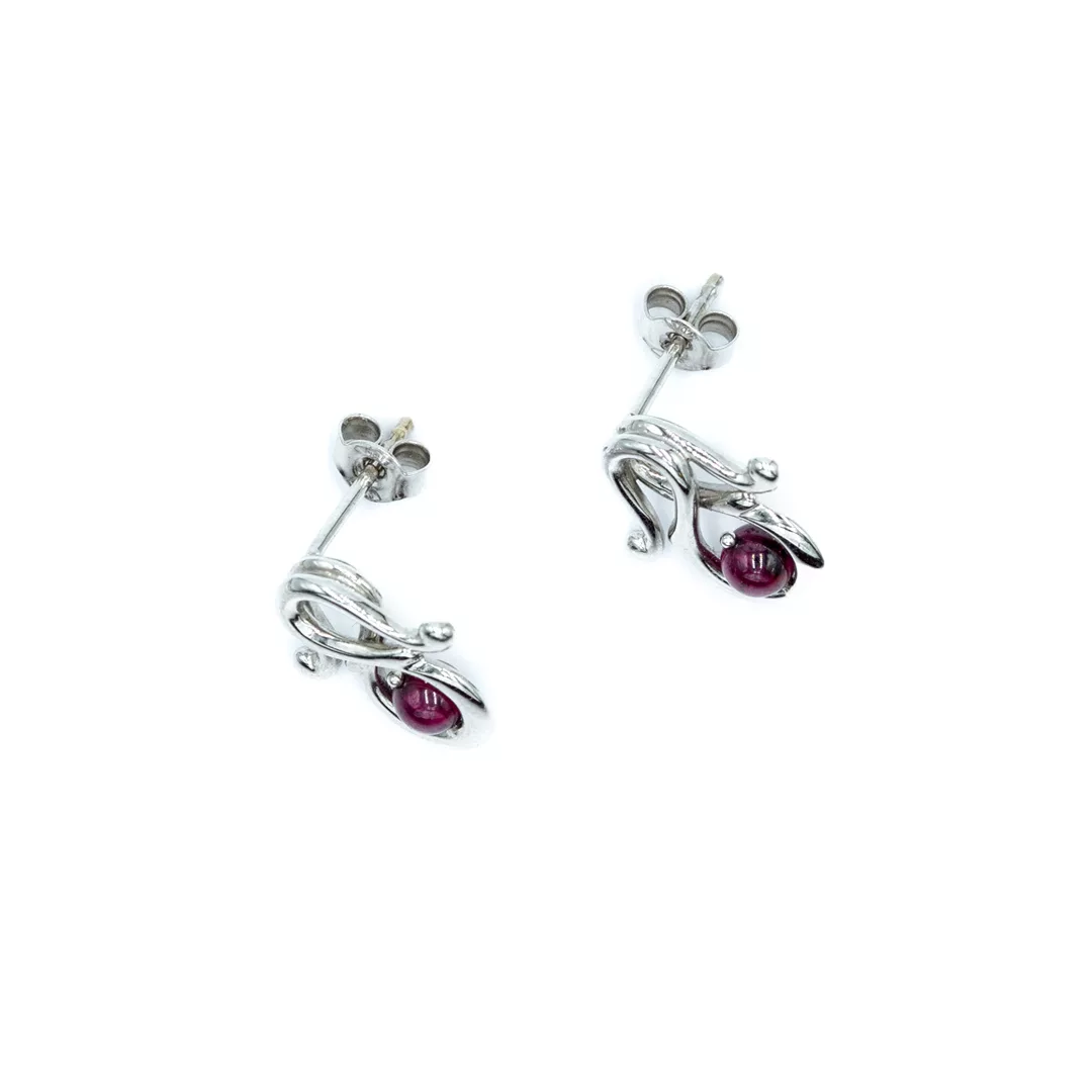 Earrings - Infinity Garnet - White Gold