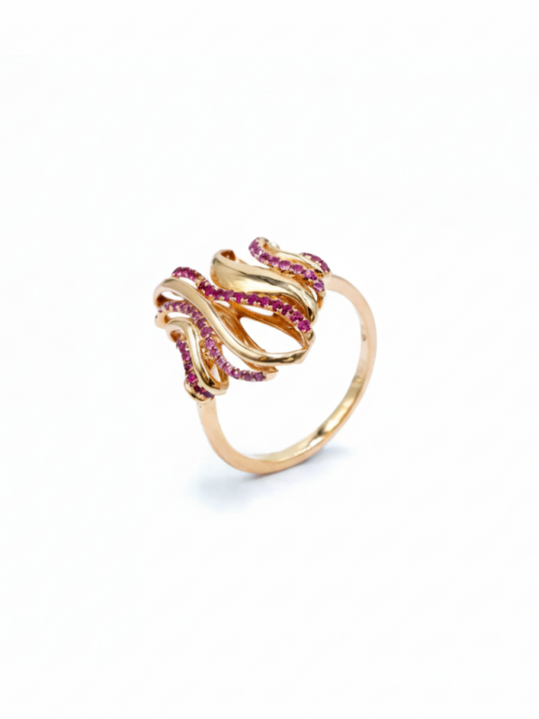 Ring  pink gold with pink sapphires