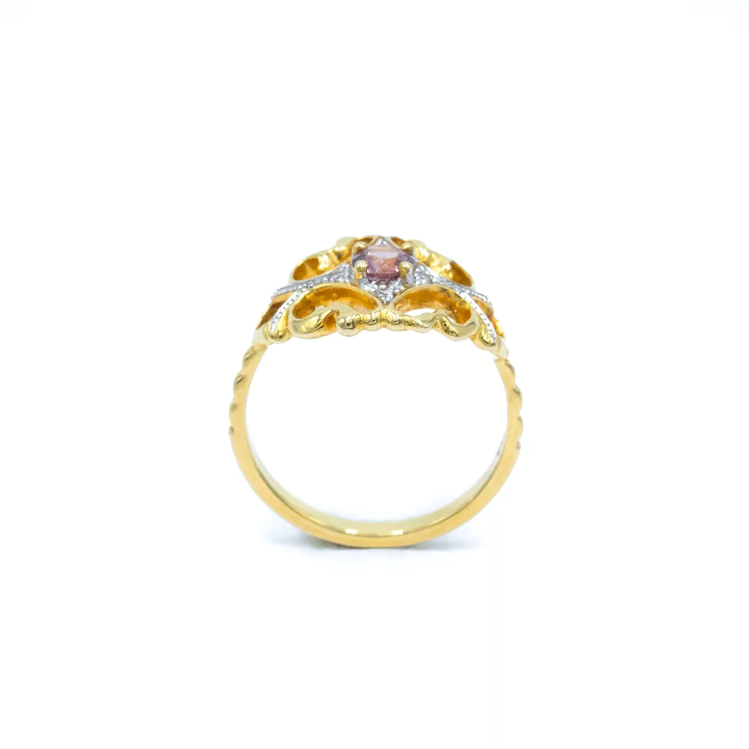 Ring Arboresans - Yellow Gold with Sapphire & Brown Diamond