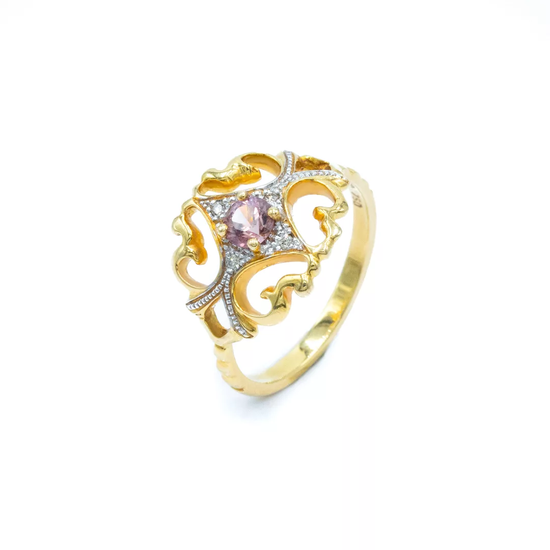 Ring Arboresans - Yellow Gold with Sapphire & Brown Diamond