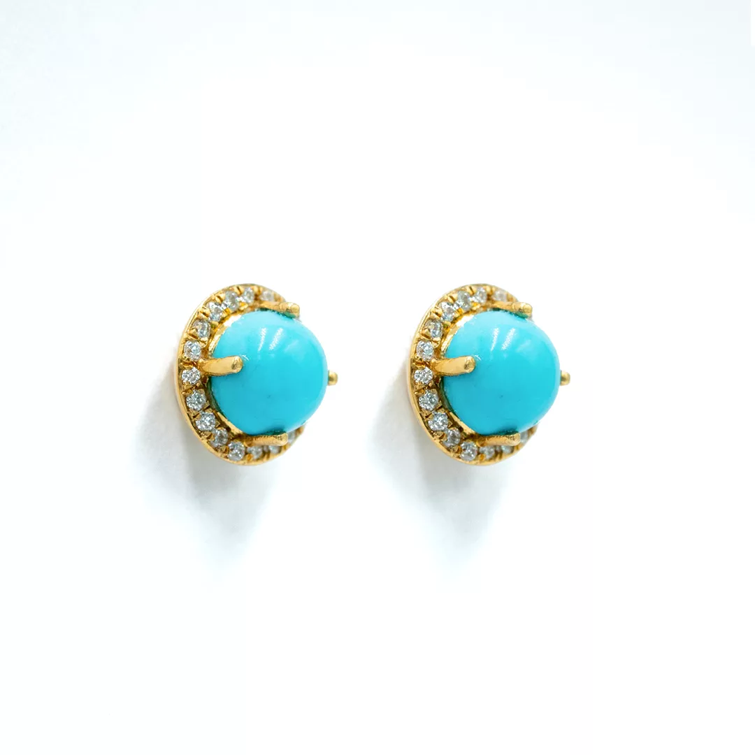Earrings - White Gold - Turquoise