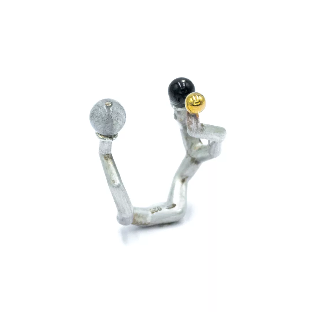 Ag:5.72g Au:0.10g RING KORAY BLACK ONYX F:925 F:750