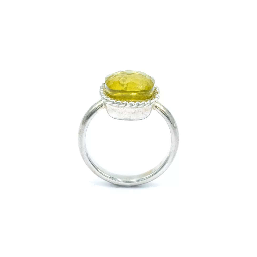 SILVER RING YELLOW QUARTZ F:925 W:4.6