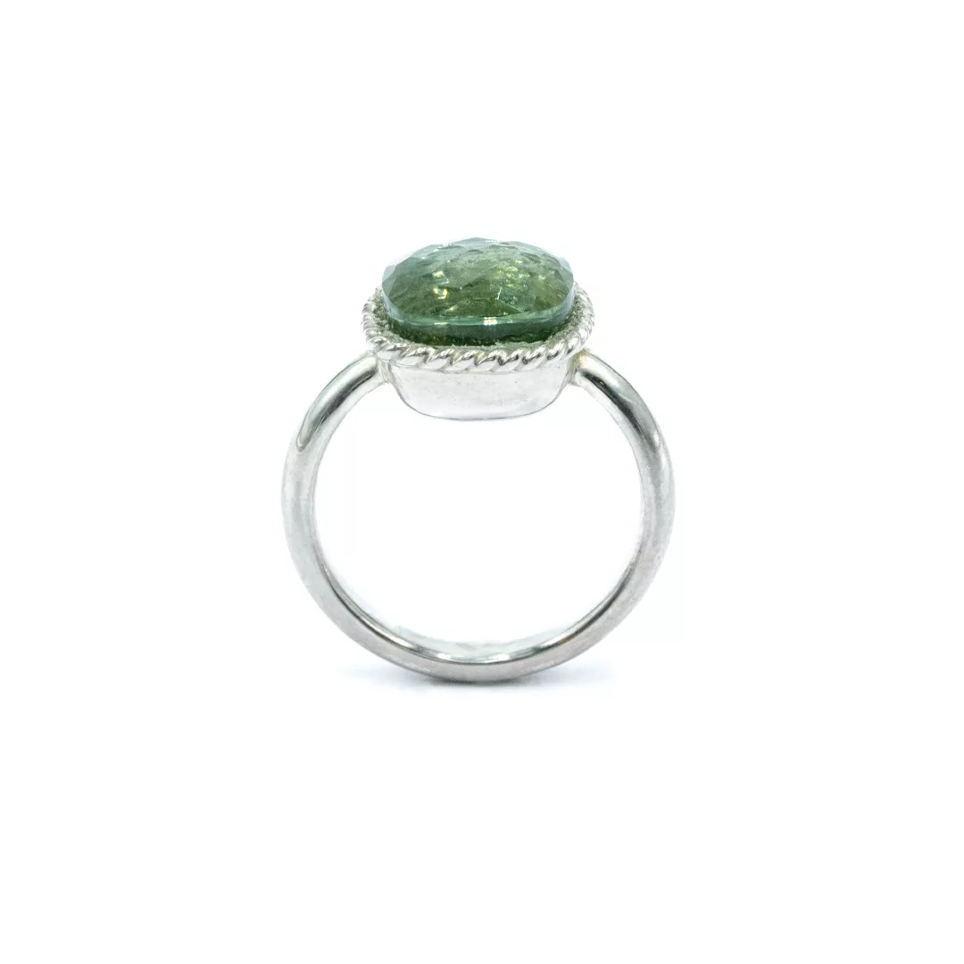 Ring - silver with green quartz