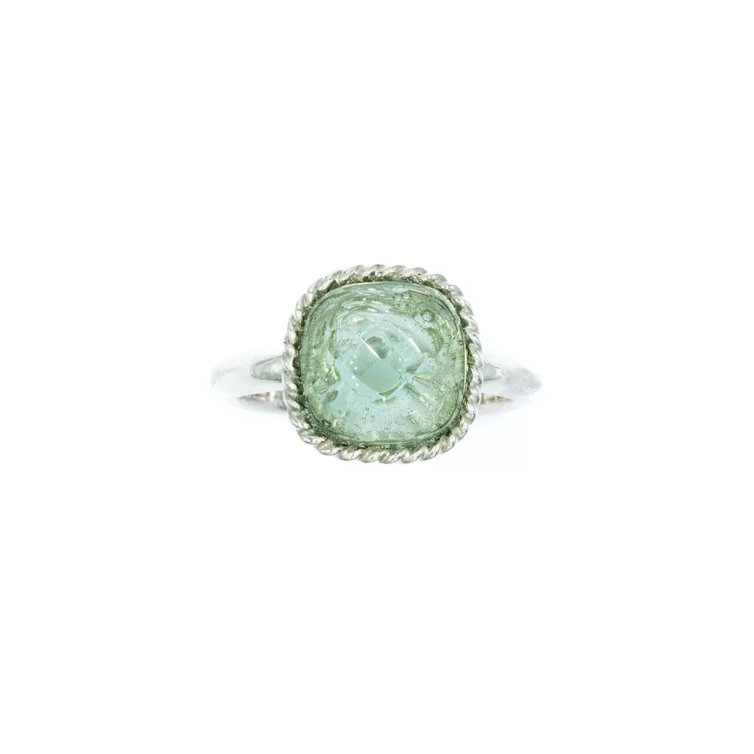 Ring - silver with green quartz