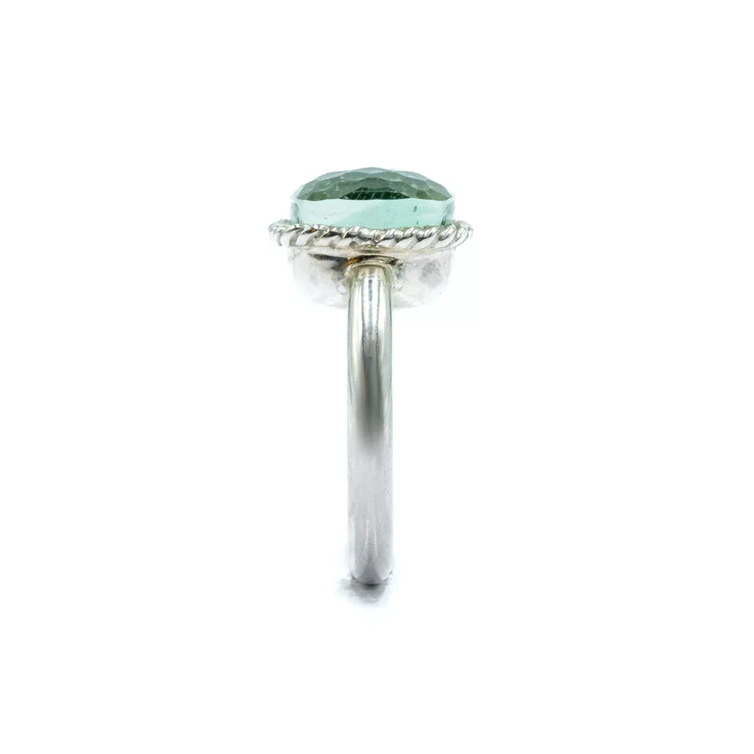 Ring - silver with green quartz