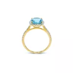Ring - Yellow Gold With Blue Topaz & Diamonds