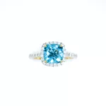 Ring - Yellow Gold With Blue Topaz & Diamonds