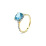 Ring - Yellow Gold With Blue Topaz & Diamonds