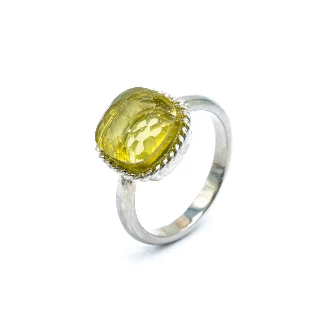 SILVER RING YELLOW QUARTZ F:925 W:4.6