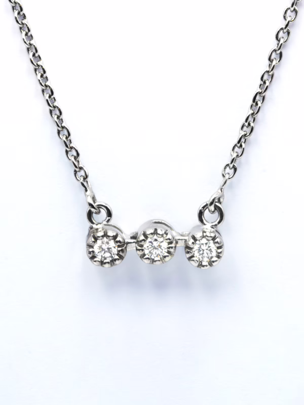 Necklace- 3 diamonds on White Gold