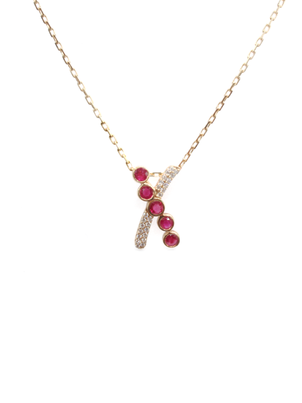 Pendant - Pink Gold with Ruby & Diamonds