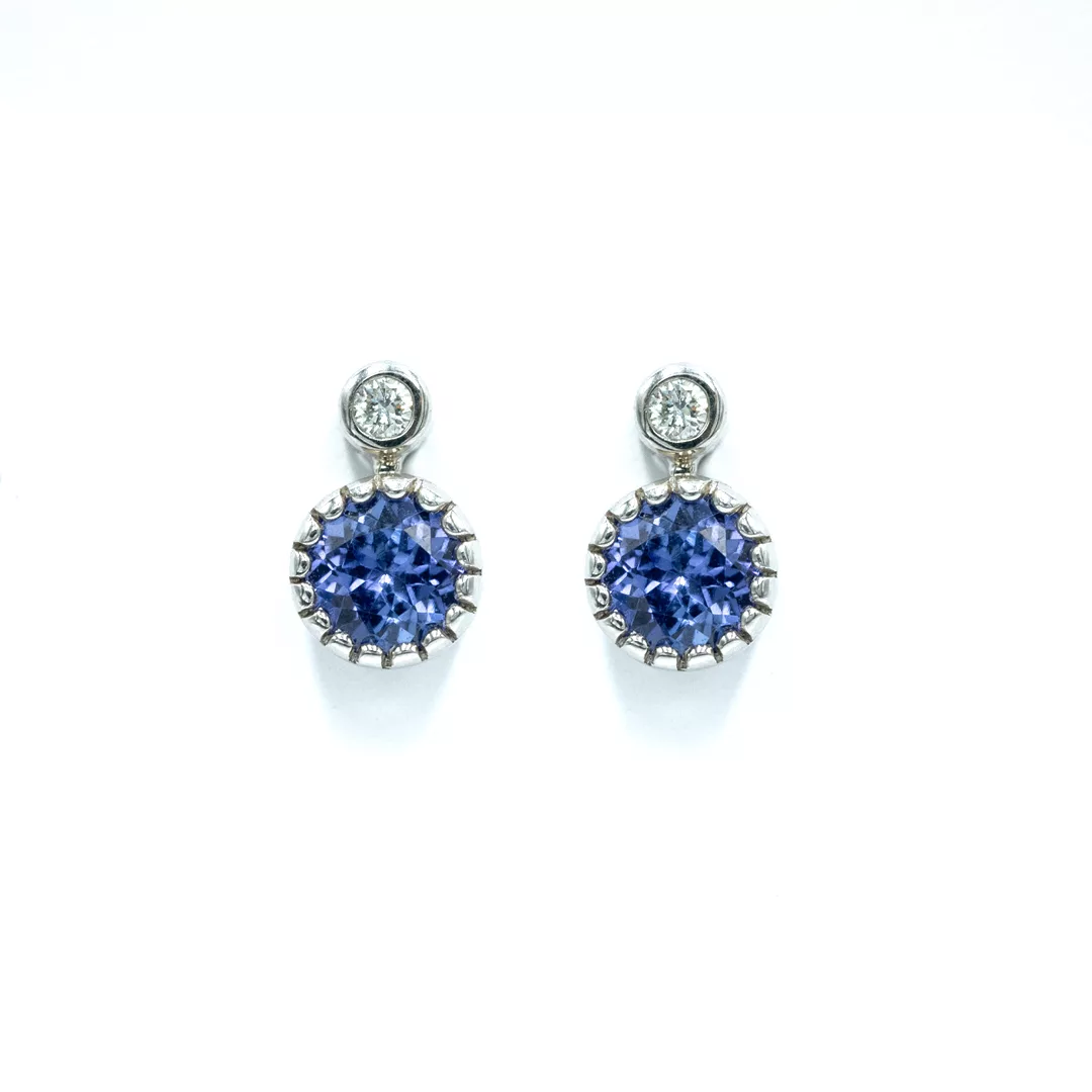 Earrings - Diamond and Tanzanite