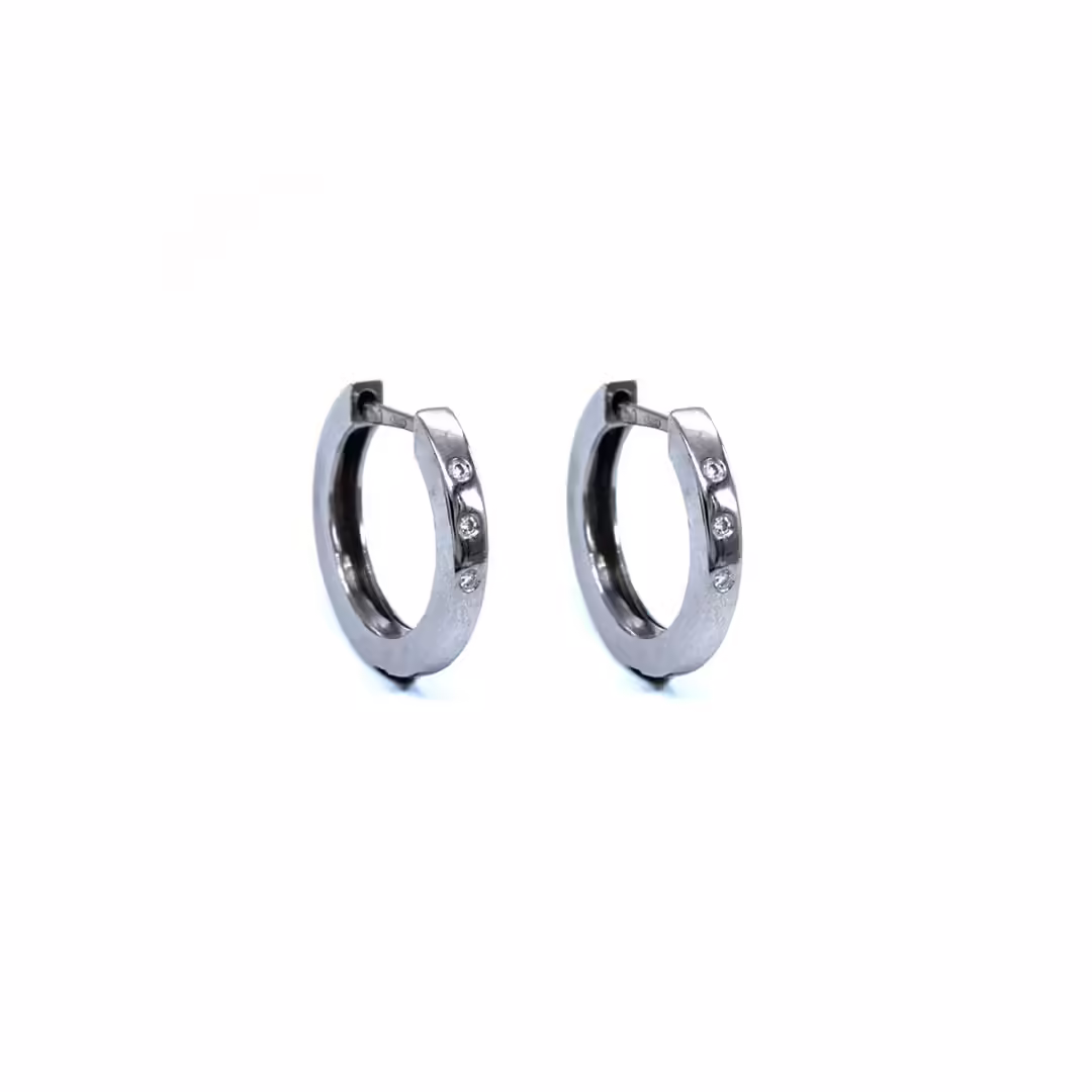 Earrings - White Gold creole with Diamonds