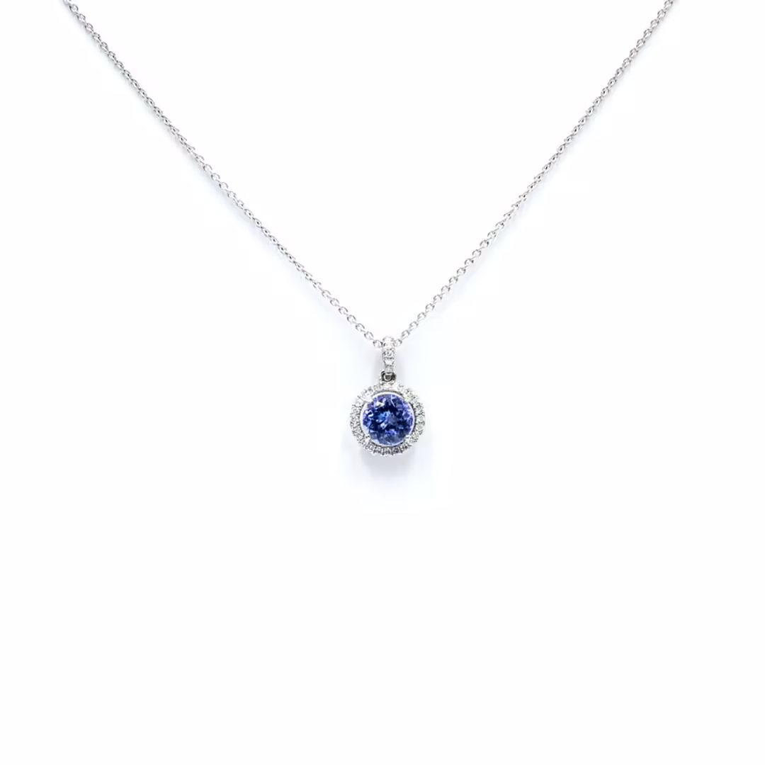 Pendant - blue tanzanite & diamonds