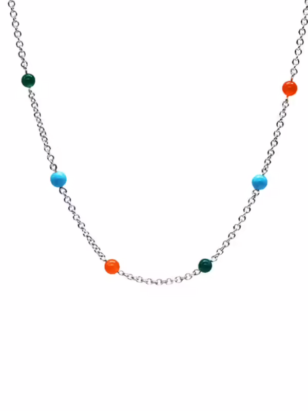 Necklace - silver with beads