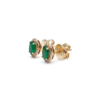 Earring - Yellow Gold with Emerald & Diamonds