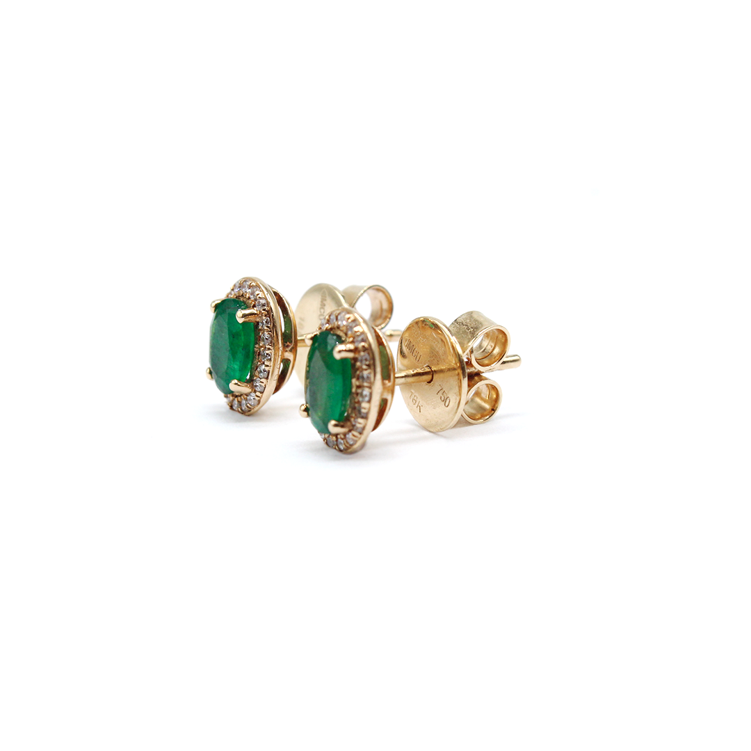 Earring - Yellow Gold with Emerald & Diamonds