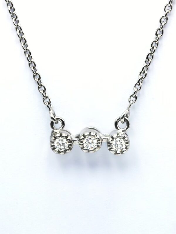 Necklace- 3 diamonds on White Gold
