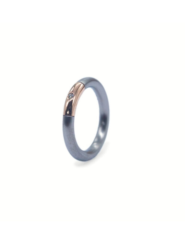 Titanium Ring with a touch of Rose gold &Diamond
