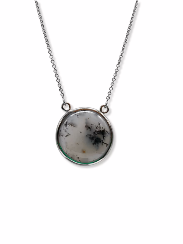 Necklace - White Gold - Agate Mousse