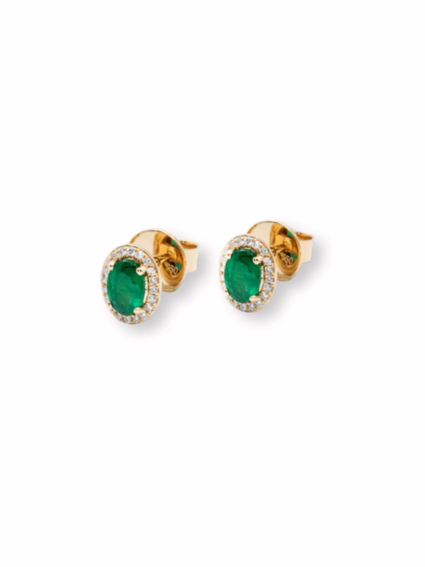 Earrings- Verde Emerald with Diamonds