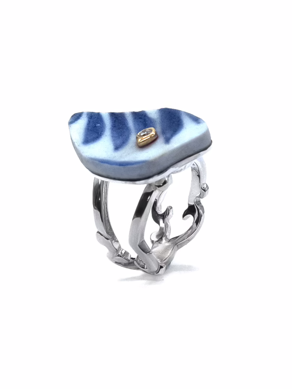 Ring-Kintsugi-Silver with Yellow gold and Diamond