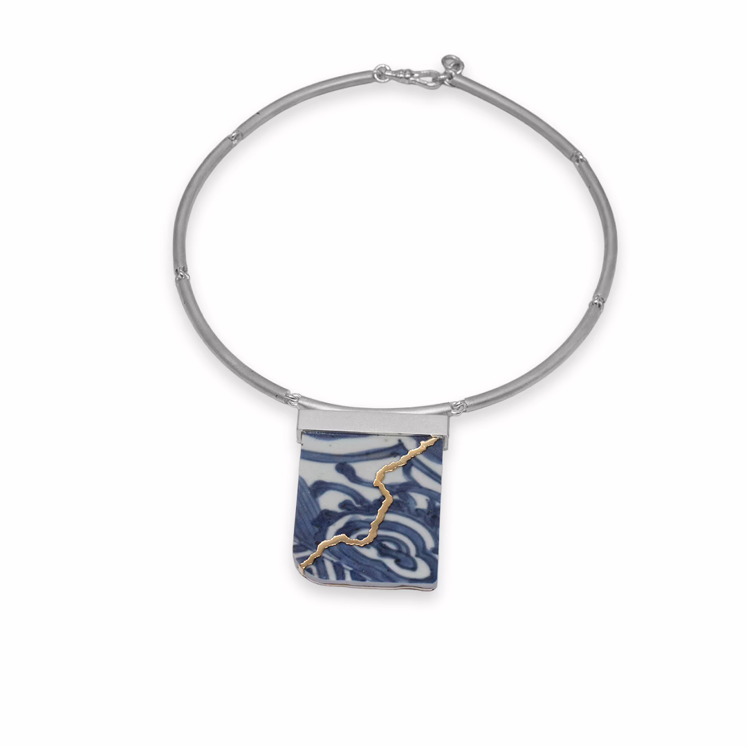 Necklace-Kintsugi-Silver and Yellow Gold
