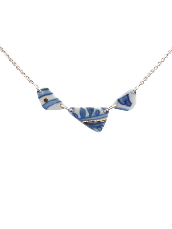 Kintsugi Necklace -Silver & Yellow gold - Porcelain