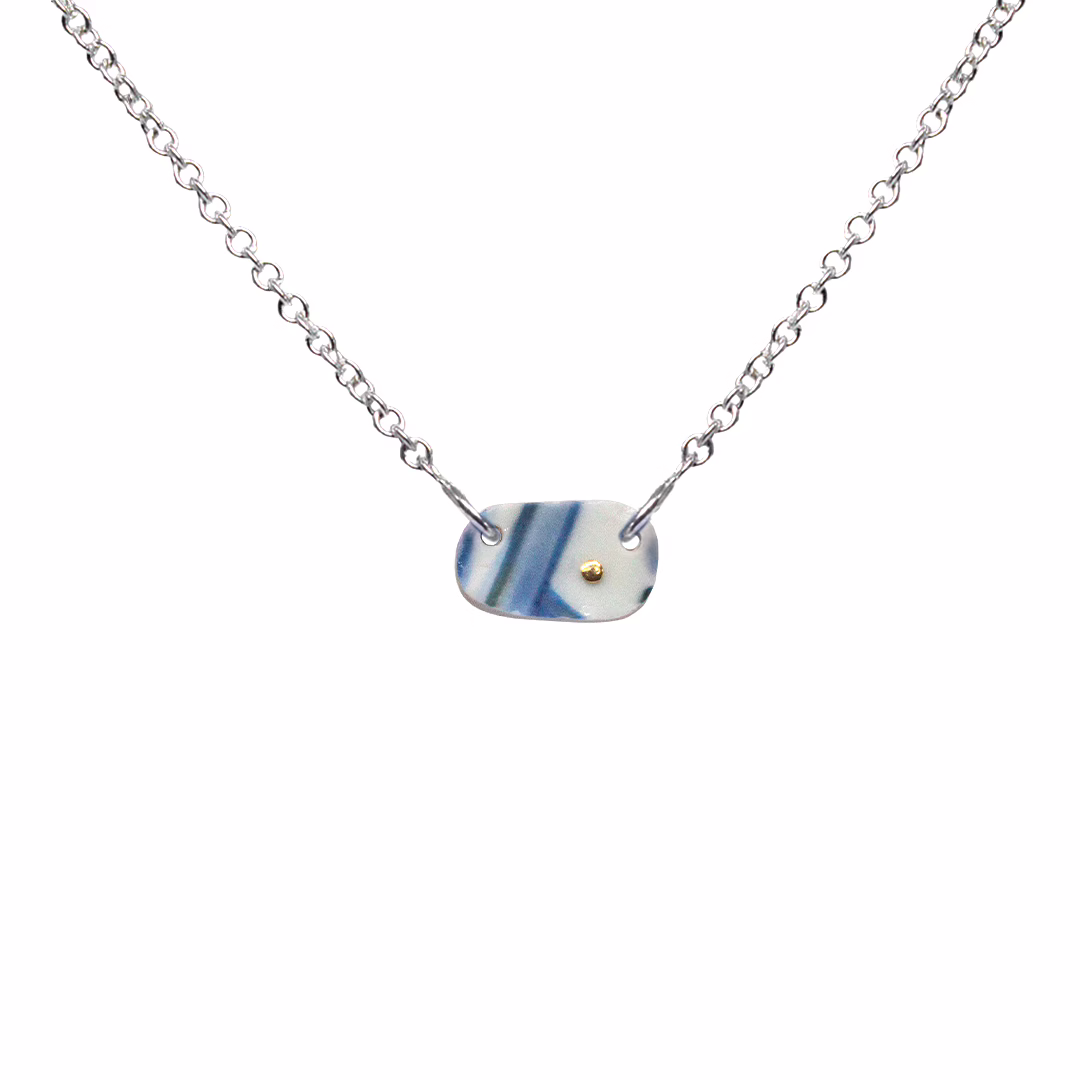 Kintsugi - Necklace Silver & Yellow Gold - Porcelain
