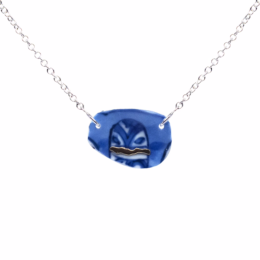 Kintsugi- Necklace Silver and Yellow Gold - Porcelain