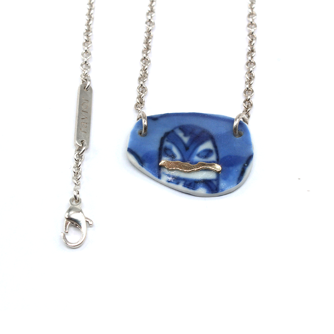 Kintsugi- Necklace Silver and Yellow Gold - Porcelain