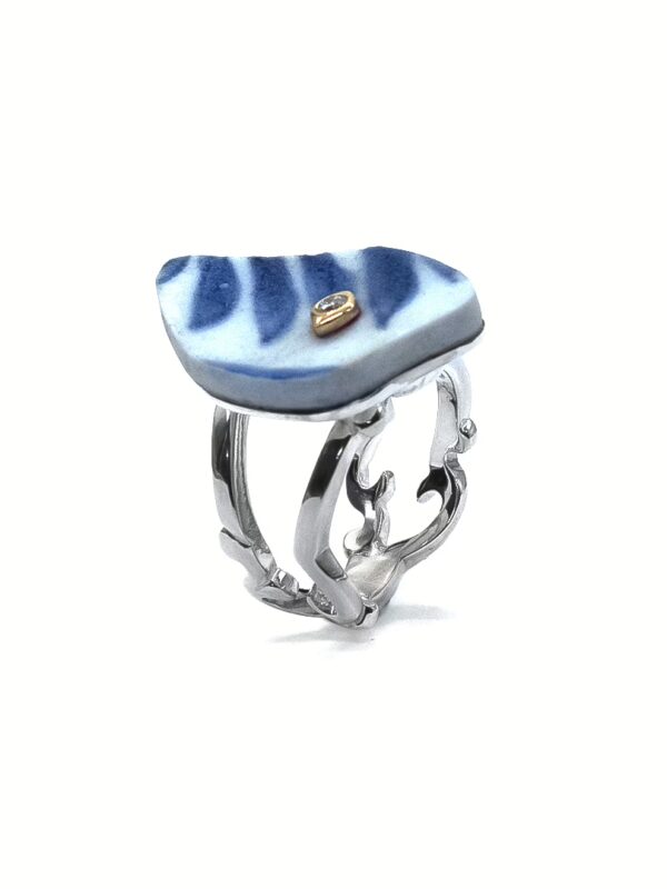 Kintsugi - Ring Silver & Yellow gold with Diamond