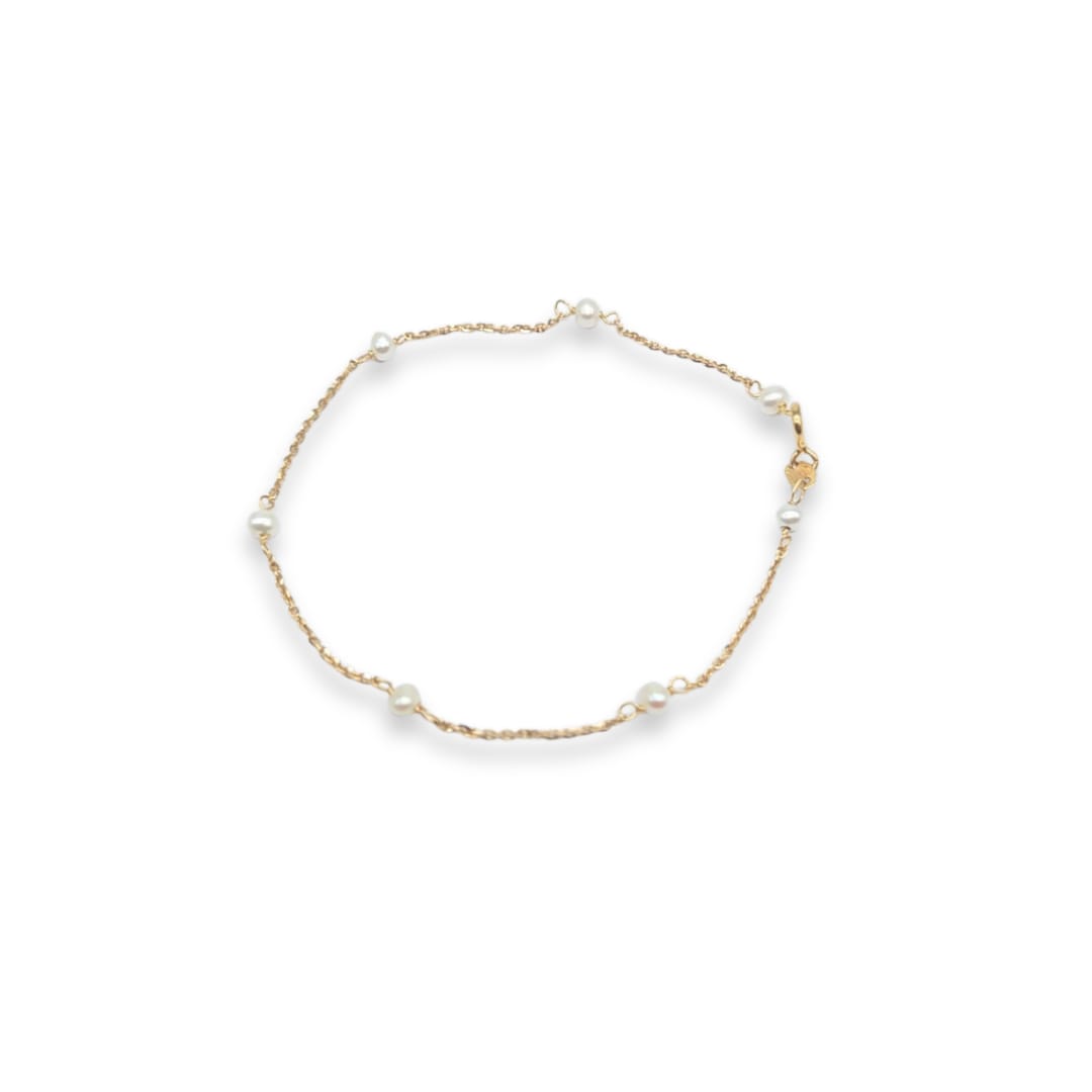 GOLD W: 1.23g White Pearl Bracelet F:750