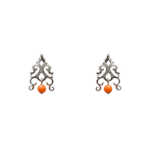 Earring - Arbo White Gold with Diamonds & Red coral beads