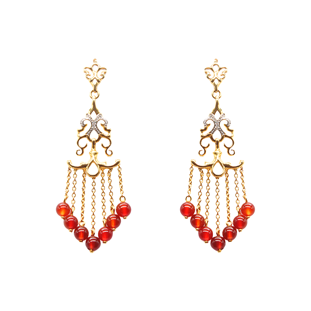 Earring - Arboresans Yellow Gold with Diamonds & Garnet