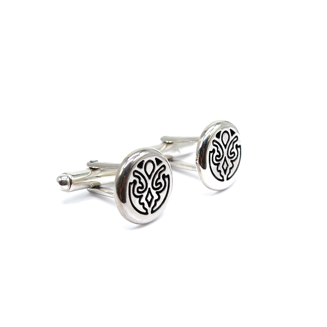 Cufflink - Silver Engraved Arboresans