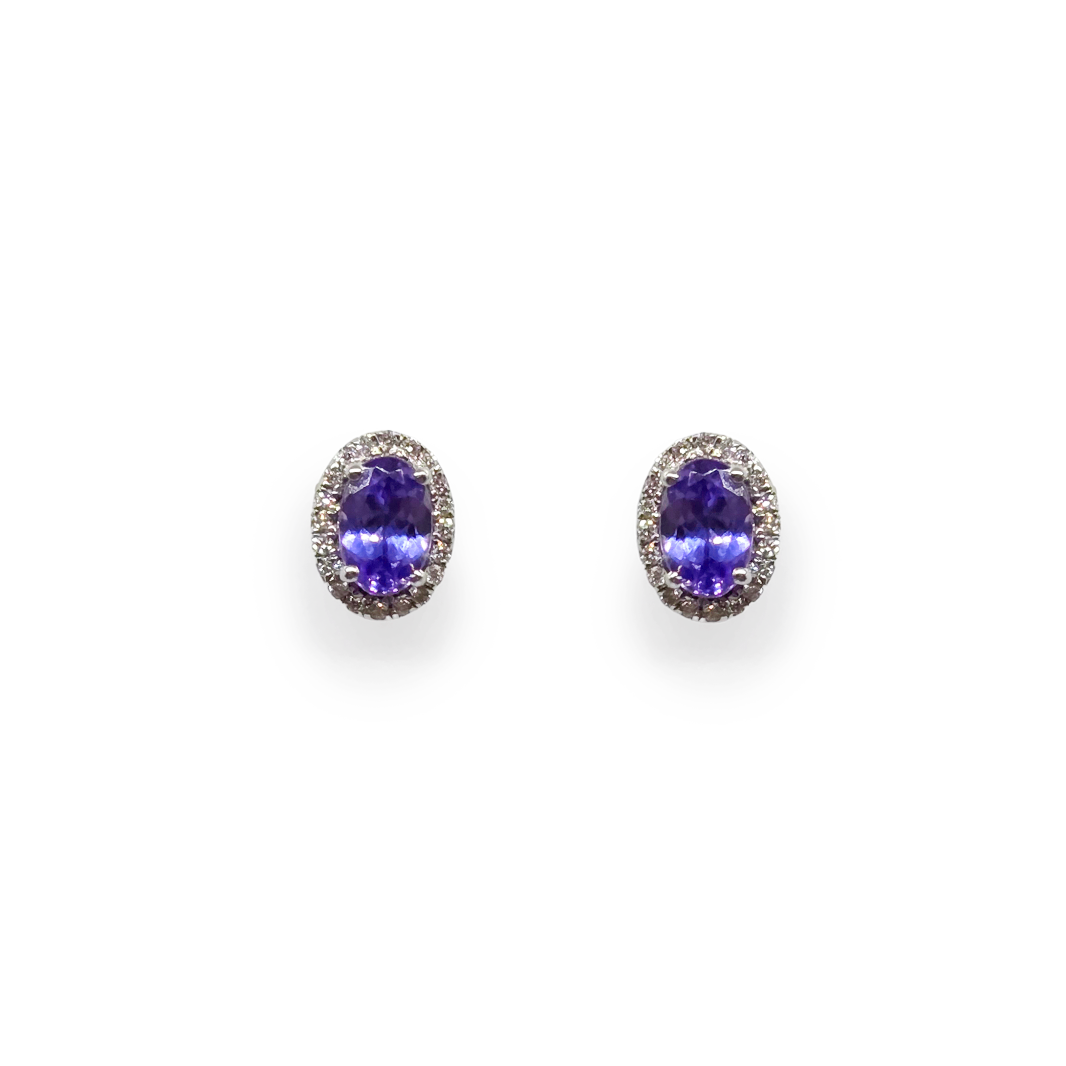 WG earring Tanzanite 1.06g Diam 0.11 g gold W:2.21g F:750