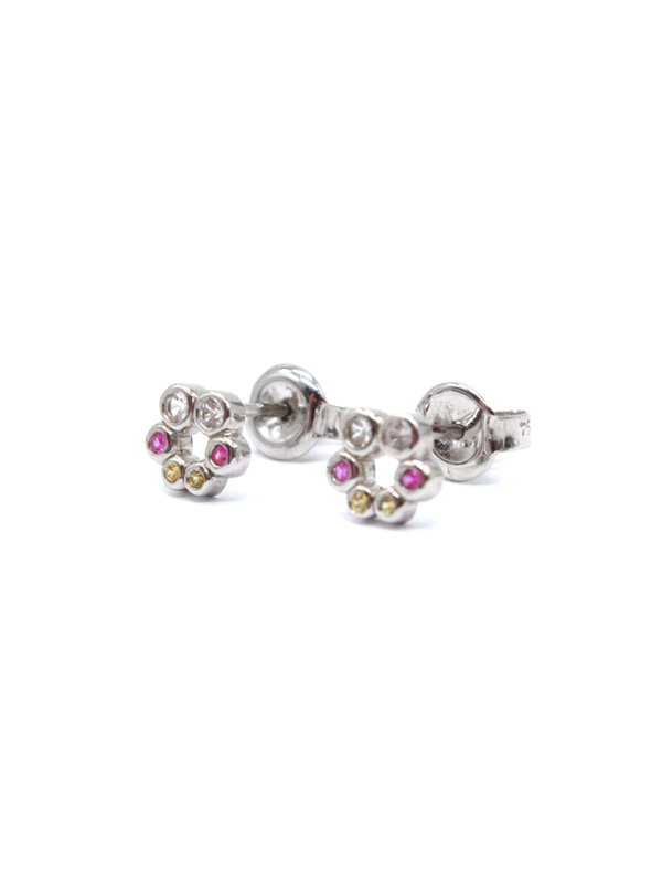Earring - White Gold with Diamonds & Sapphire