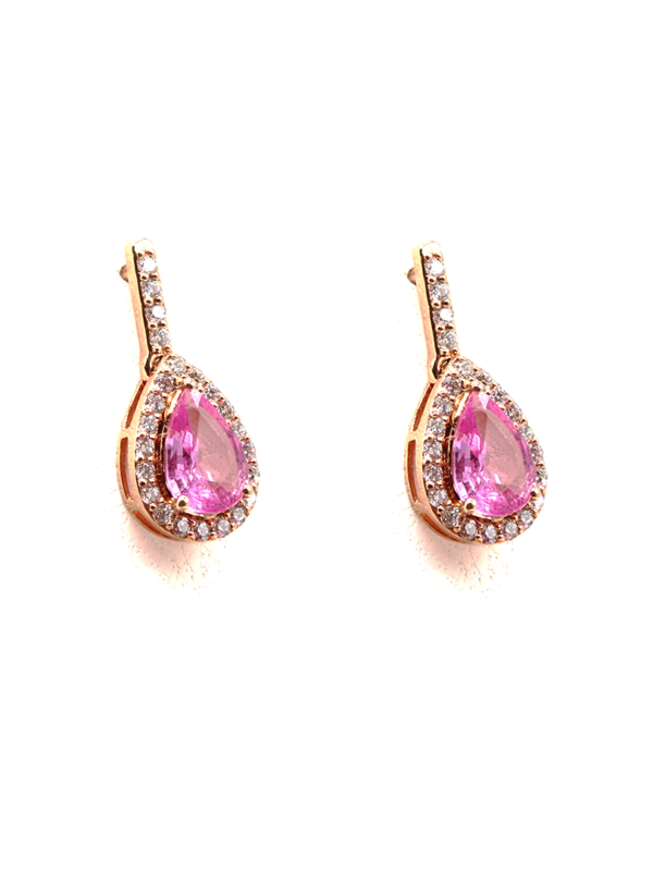Earring - Rose Gold with Pink Sapphire & Diamonds