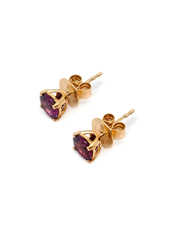 Earring - Yellow Gold with Rhodolite