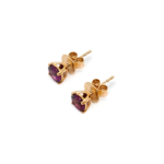 Earring - Yellow Gold with Rhodolite