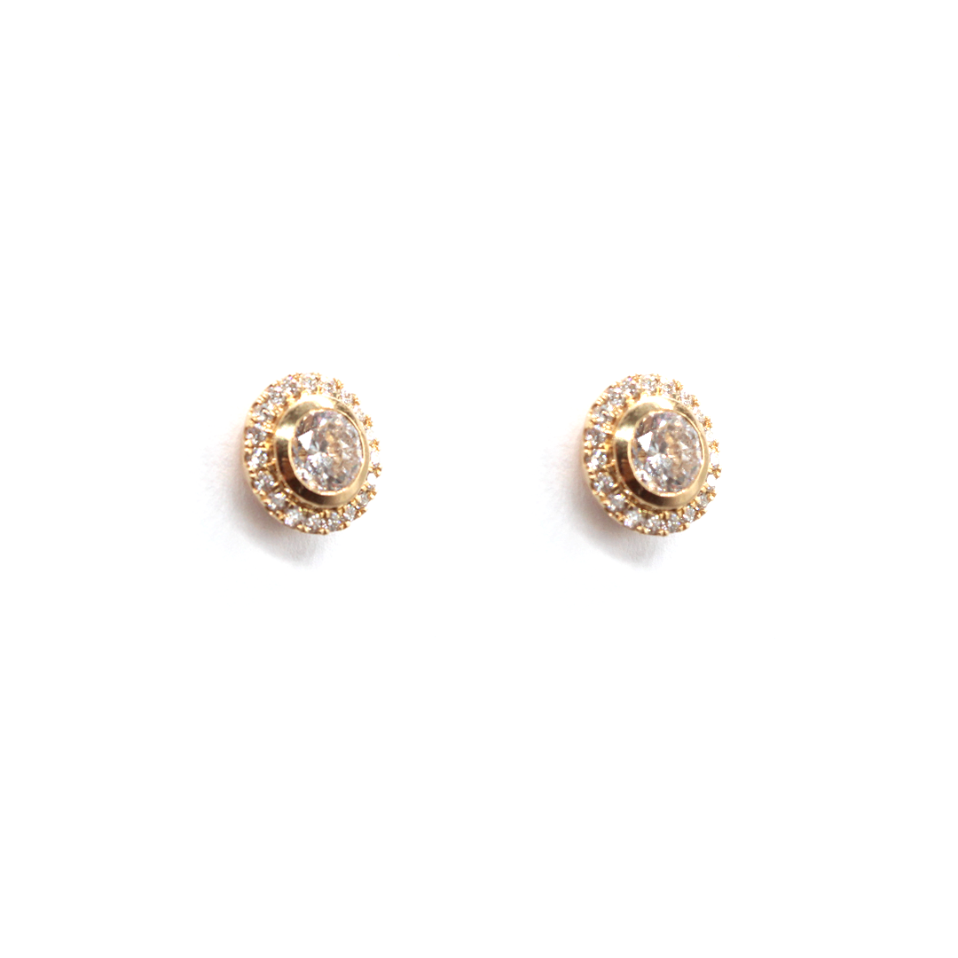 Earring - Yellow Gold with Diamonds Lab Grown