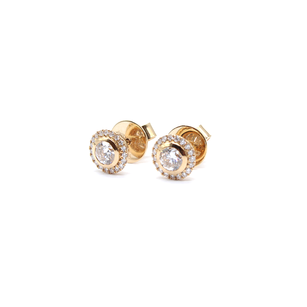 Earring - Yellow Gold with Diamonds Lab Grown