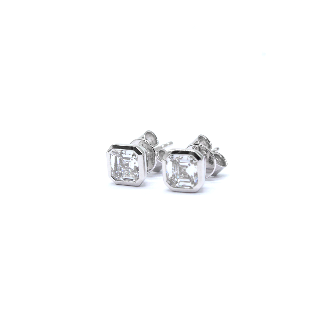 Earring - White Gold with Diamonds Lab
