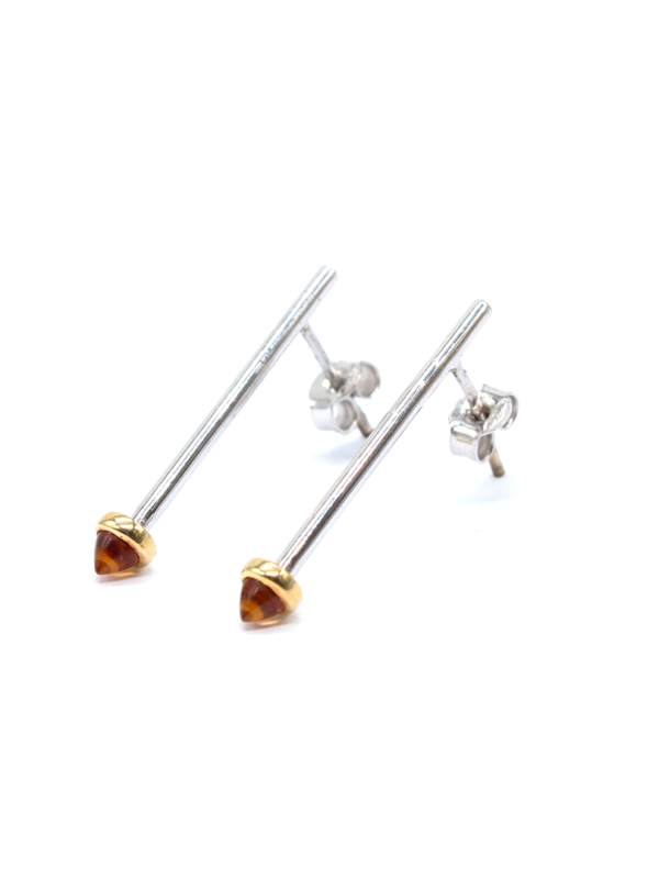 Earring - White Gold with Citrine