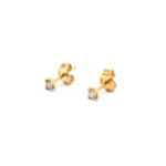 Earring - Yellow Gold with Diamonds Lab Grown