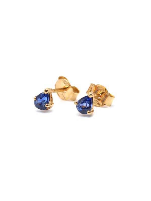 Earring - Yellow Gold with Blue Sapphire